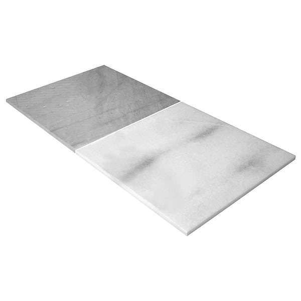 Alterno Biarritz White and Earth Gray 12x12 Polished Marble Checkerboard Tile