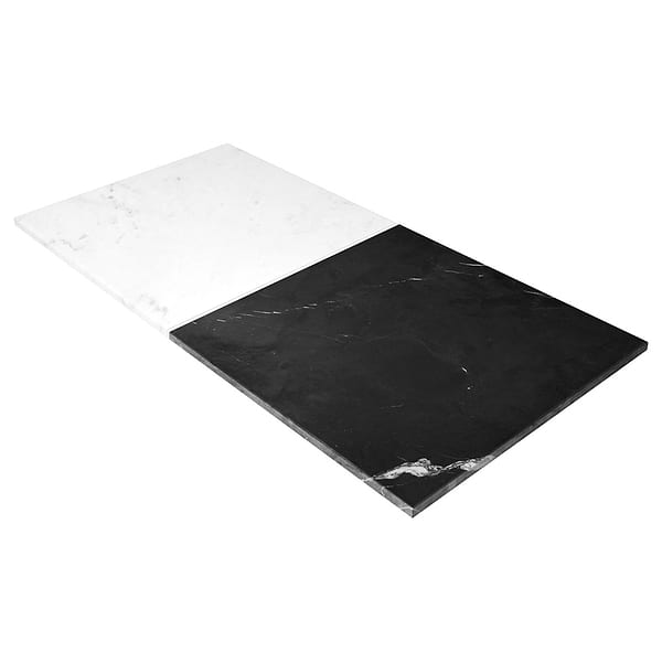 Alterno Black Silk and Bianco Carrara White 12x12 Honed Marble Checkerboard Tile