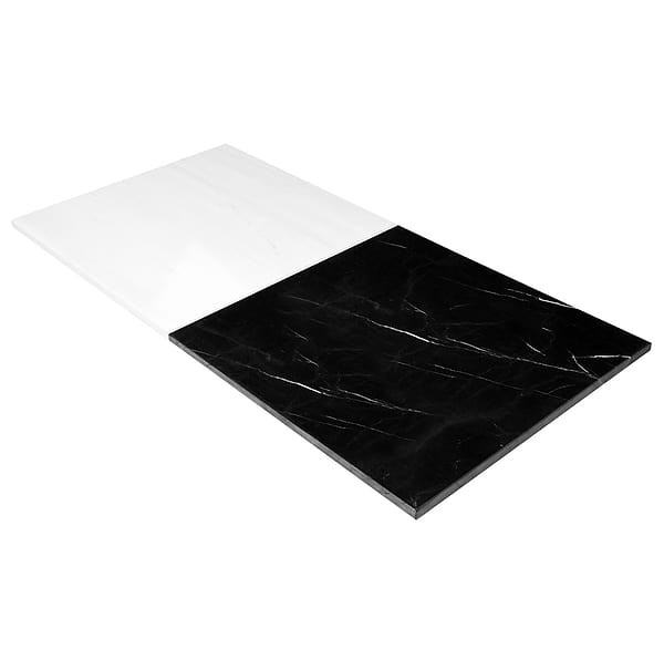 Alterno Black Silk and Glacier White Select 12x12 Polished Marble Checkerboard Tile
