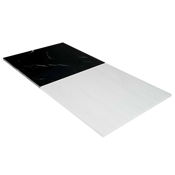 Alterno Black Silk and Glacier White Select 18x18 Honed Marble Checkerboard Tile