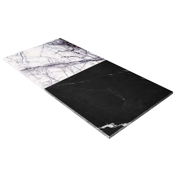 Alterno Black Silk and Lilac 12x12 Honed Marble Checkerboard Tile