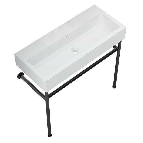 Apollo Matte Black 39" Single Console with No Hole White Ceramic Top