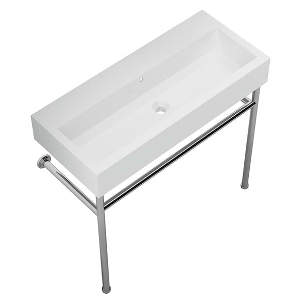 Apollo Polished Chrome 39" Single Console with No Hole White Ceramic Top