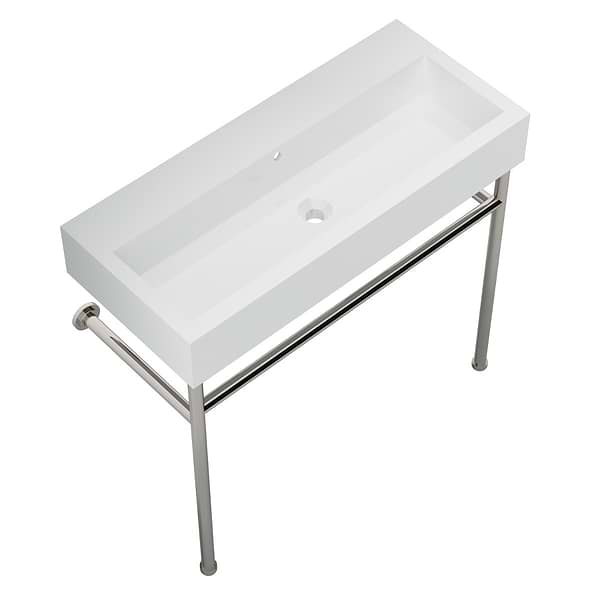 Apollo Polished Nickel 39" Single Console with No Hole White Ceramic Top