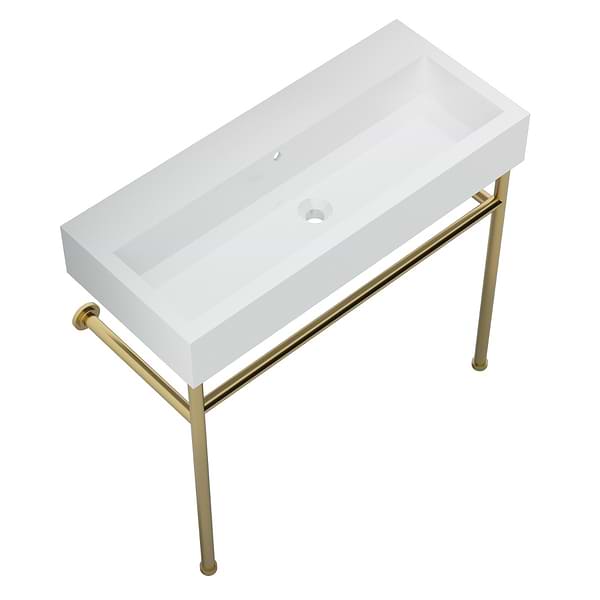 Apollo Brushed Brass 39" Single Console with No Hole White Ceramic Top