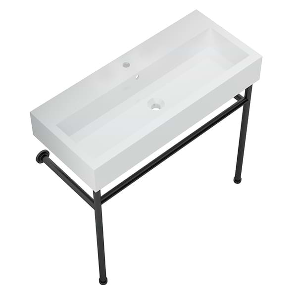 Apollo Matte Black 39" Single Console with Single Hole White Ceramic Top