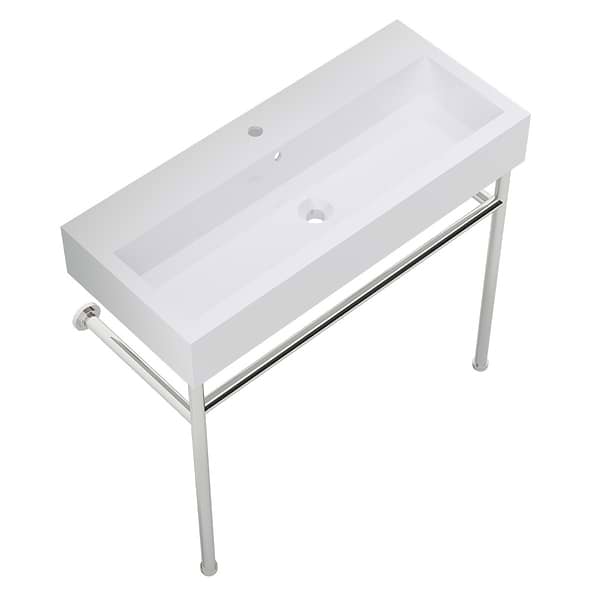 Apollo Polished Chrome 39" Single Console with Single Hole White Ceramic Top