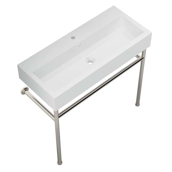 Apollo Brushed Nickel 39" Single Console with Single Hole White Ceramic Top