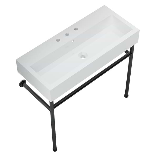 Apollo Matte Black 39" Single Console with Widespread White Ceramic Top