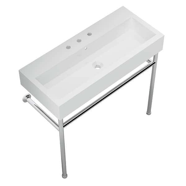 Apollo Polished Chrome 39" Single Console with Widespread White Ceramic Top