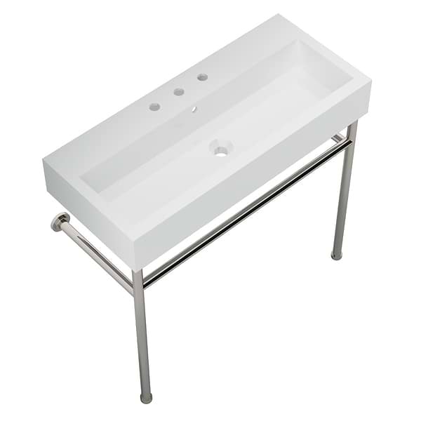 Apollo Polished Nickel 39" Single Console with Widespread White Ceramic Top