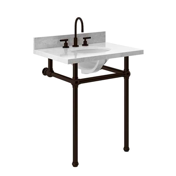 Pierce Oil Rubbed Bronze 30" Single Console with Oval Sink and Carrara Marble Top