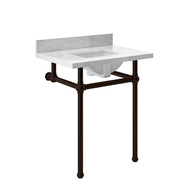 Pierce Oil Rubbed Bronze 30" Single Console with Rectangle Sink and Carrara Marble Top