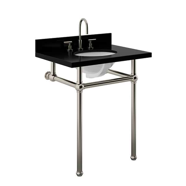 Pierce Brushed Nickel 30" Single Console with Oval Sink and Black Granite Top