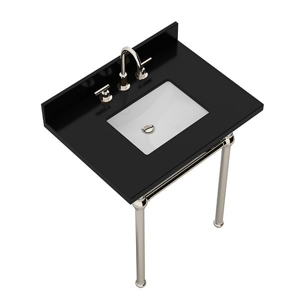 Pierce Polished Nickel  30" Single Console with Rectangle Sink and Black Granite Top