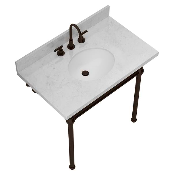 Pierce Oil Rubbed Bronze 36" Single Console with Oval Sink and Carrara Marble Top