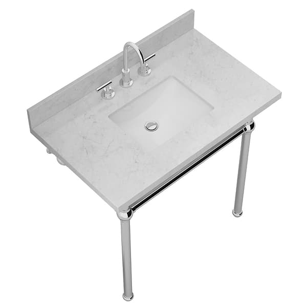 Pierce Polished Chrome 36" Single Console with Rectangle Sink and Carrara Marble Top