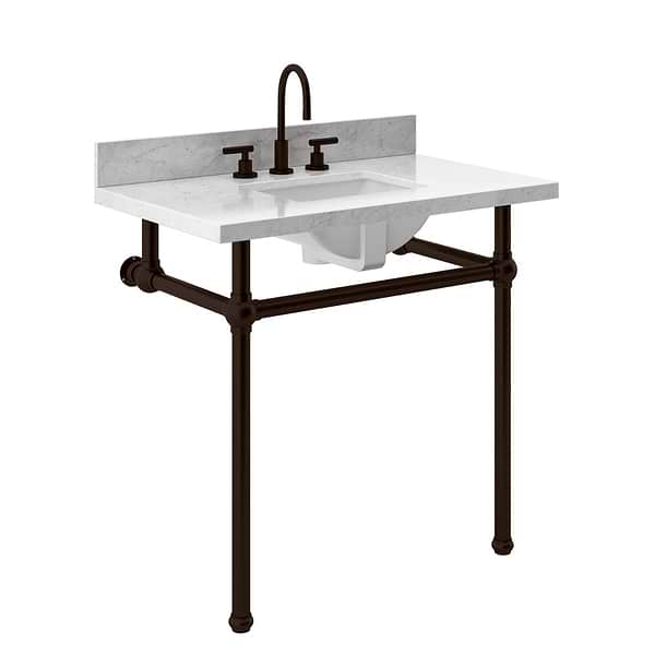 Pierce Oil Rubbed Bronze 36" Single Console with Rectangle Sink and Carrara Marble Top