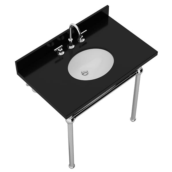 Pierce Polished Chrome 36" Single Console with Oval Sink and Black Granite Top