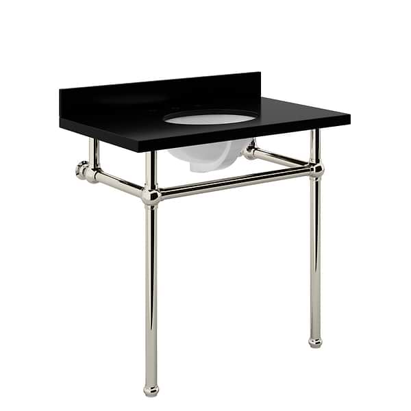 Pierce Polished Nickel 36" Single Console with Oval Sink and Black Granite Top