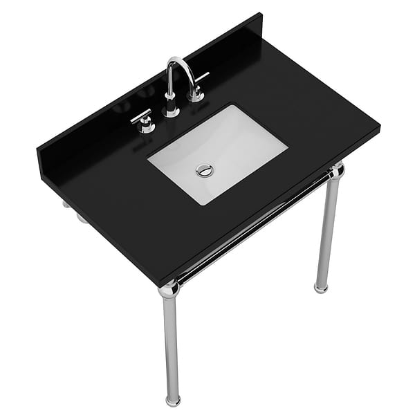 Pierce Polished Chrome 36" Single Console with Rectangle Sink and Black Granite Top