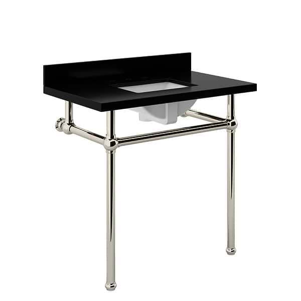 Pierce Polished Nickel 36" Single Console with Rectangle Sink and Black Granite Top