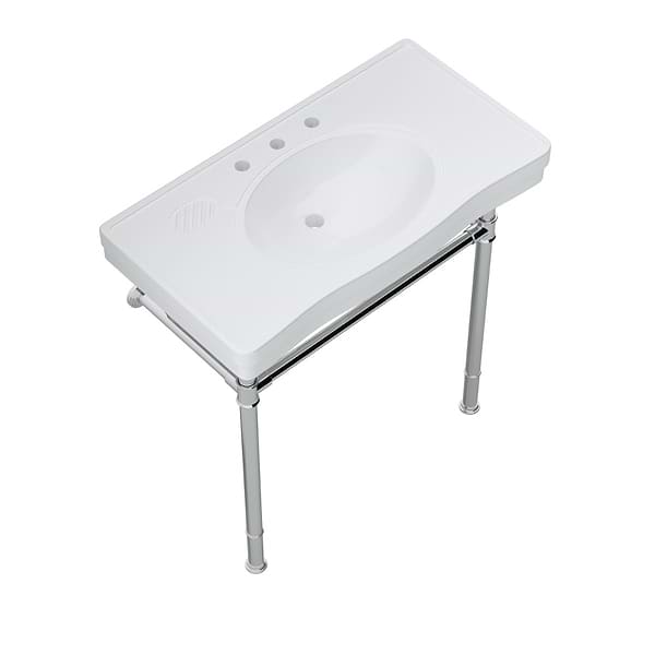 Charles Polished Chrome 36" Single Console with White Ceramic Top