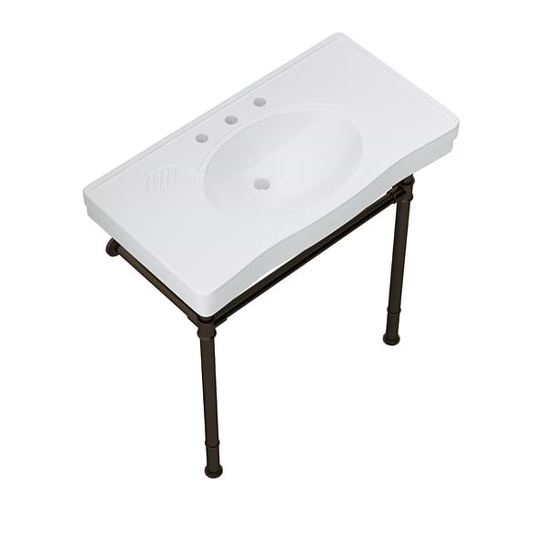 Charles Oil Rubbed Bronze 36" Single Console with White Ceramic Top