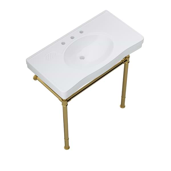 Charles Brushed Brass 36" Single Console with White Ceramic Top