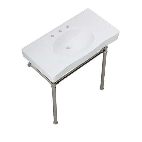 Charles Brushed Nickel 36" Single Console with White Ceramic Top