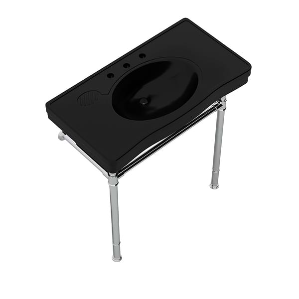 Charles Polished Chrome 36" Single Console with Black Ceramic Top