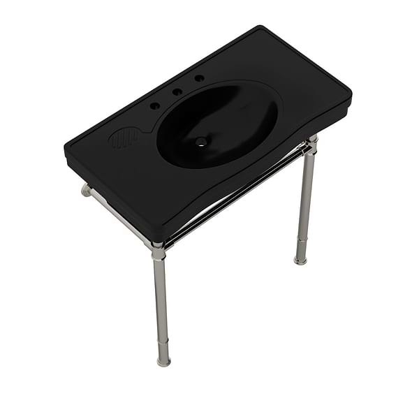 Charles Polished Nickel 36" Single Console with Black Ceramic Top