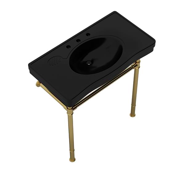 Charles Brushed Brass 36" Single Console with Black Ceramic Top