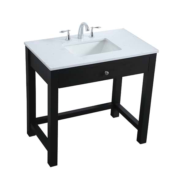 Murray Black 36" Single Vanity with White Cultured Marble Top
