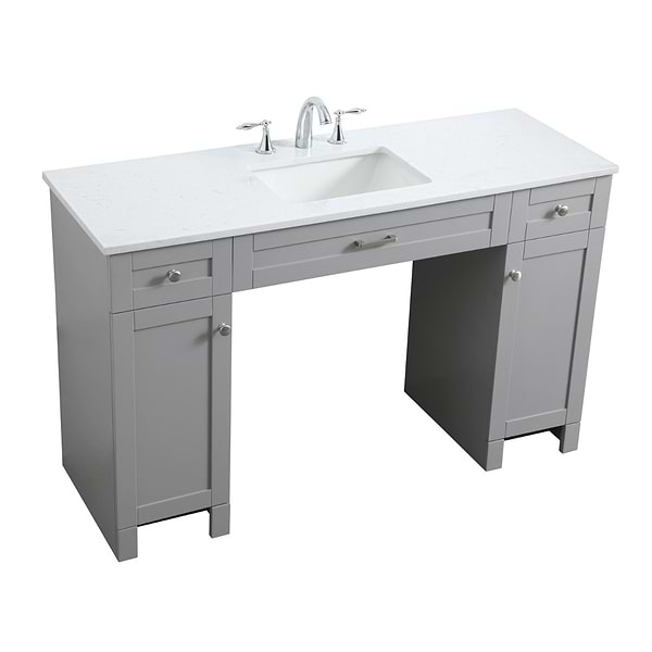 Calvin 54" Gray Single Vanity with Cultured Marble White Top