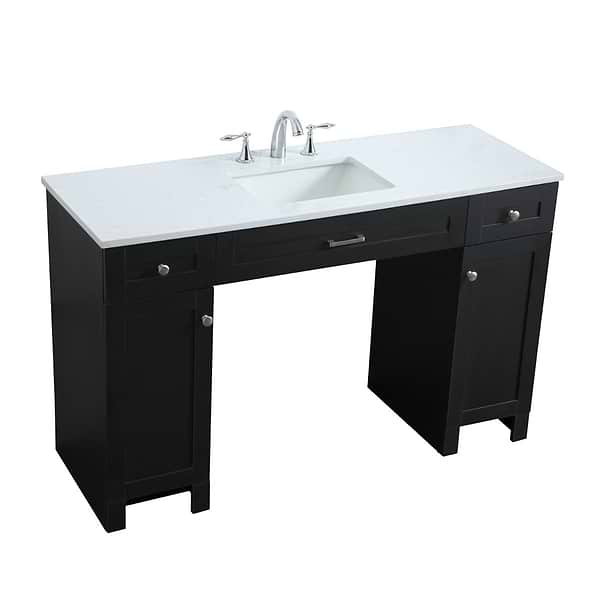 Calvin 54" Black Single Vanity with Cultured Marble White Top