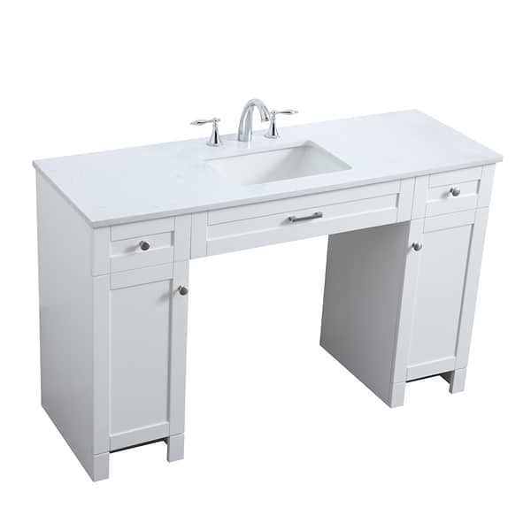 Calvin 54" White Single Vanity with Cultured Marble White Top