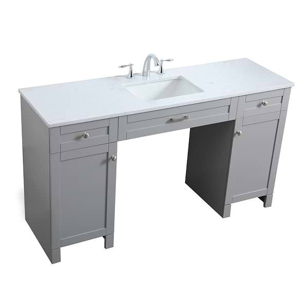 Calvin 60" Gray Single Vanity with Cultured Marble White Top