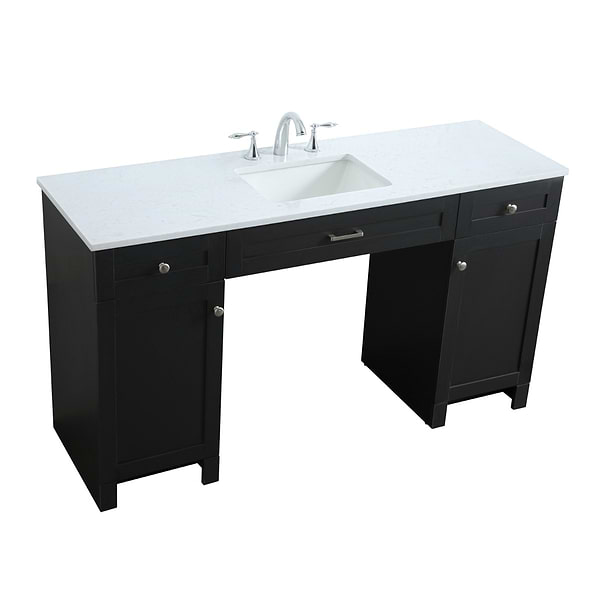 Calvin 60" Black Single Vanity with Cultured Marble White Top