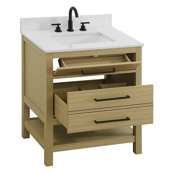 Carson Honey Brown 30" Single Vanity with Cultured Marble Top