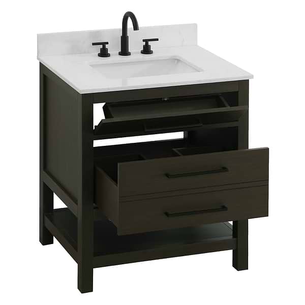 Carson Mocha Brown 30" Single Vanity with Cultured Marble Top