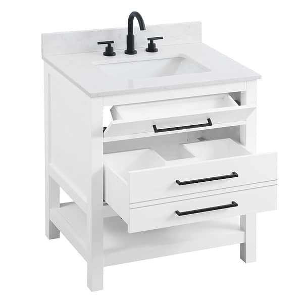 Carson White 30" Single Vanity with Cultured Marble Top