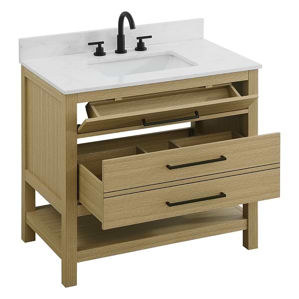 Carson Honey Brown 36" Single Vanity with Cultured Marble Top