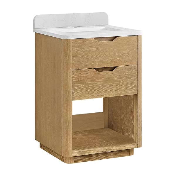 Salma Blonde Oak 24" Single Vanity with White Cultured Marble Top