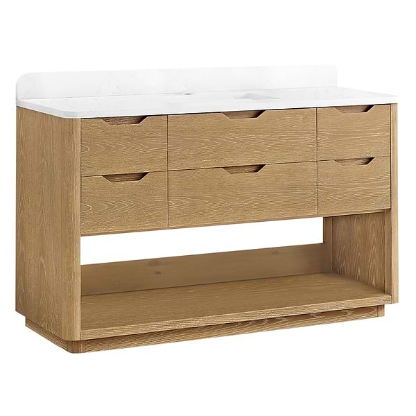 Salma Blonde Oak 55" Single Vanity with White Cultured Marble Top