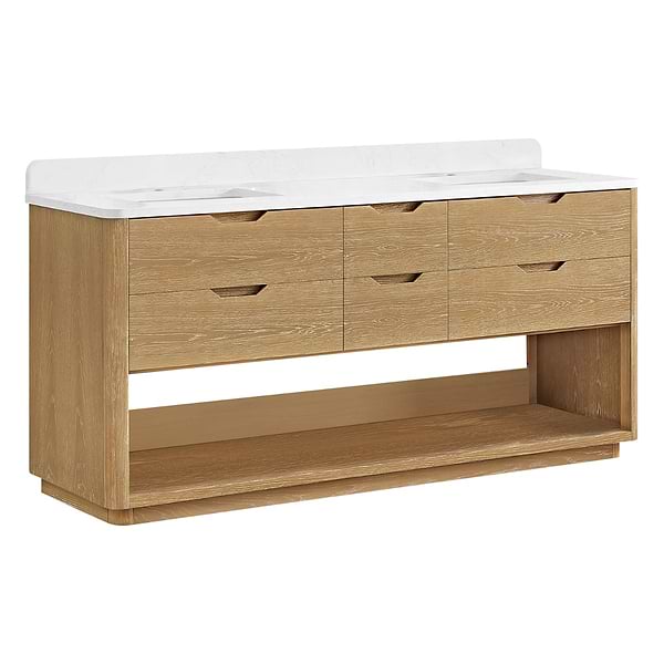 Salma Blonde Oak 72" Double Vanity with White Cultured Marble Top