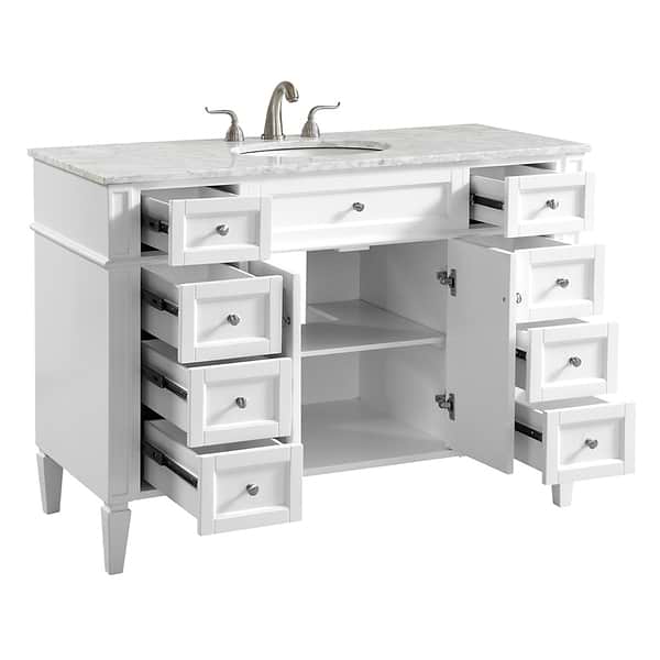 Montair White 48" Single Vanity With Carrara White Marble Top