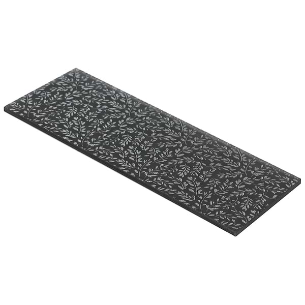 Sonya Flowers Midnight Gray 6x16 Frosted Glass Tile