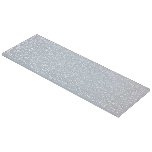 Sonya Flowers Pearl White 6x16 Frosted Glass Tile
