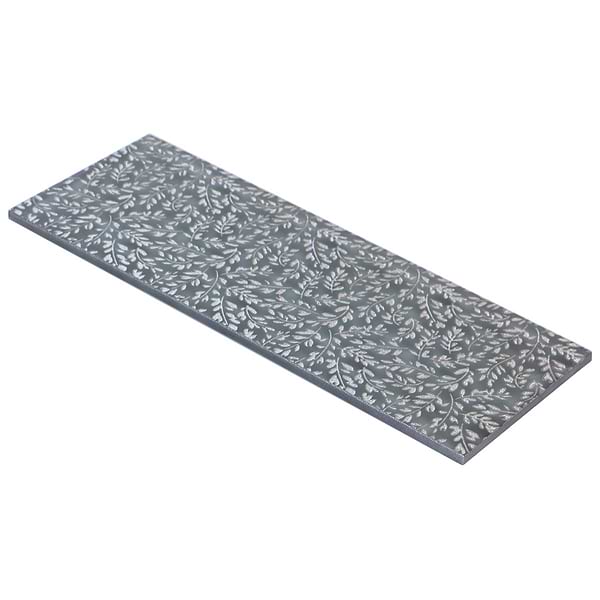Sonya Flowers Sterling Gray and Silver 6x16 Frosted Glass Tile